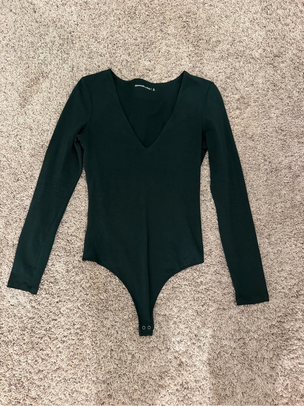 Abercrombie & Fitch Dark Green Long-Sleeve V-Neck Bodysuit